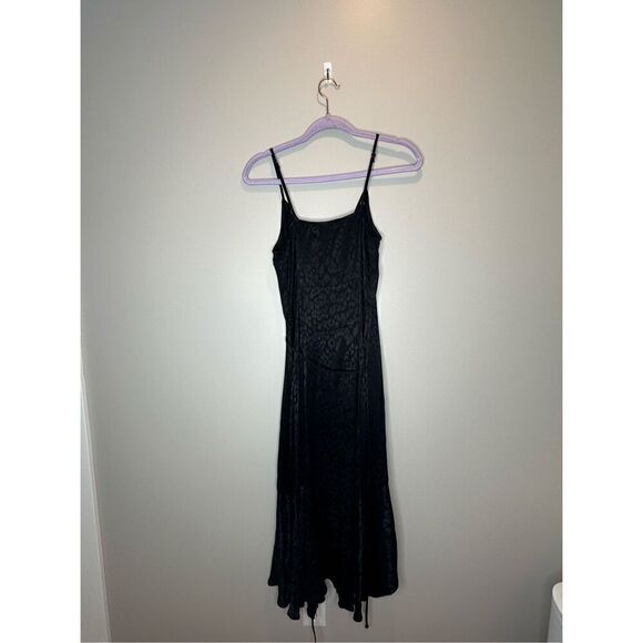 Abercrombie & Fitch Black Leopard Wrap Ruffle Bottom Dress Size Small - Picture 9 of 11